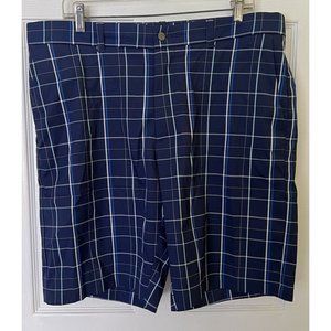 Callaway Opti-Dri Men’s Size 38 Navy Blue Plaid Golf Shorts White Stripe